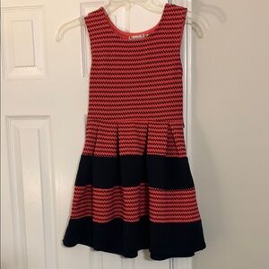 Knitworks Orange and Blue Pleated Fit and Flare Dress